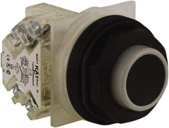 Schneider Electric - 30mm Mount Hole, Extended Straight, Pushbutton Switch with Contact Block - Black Pushbutton, Momentary (MO) - Exact Tool & Supply