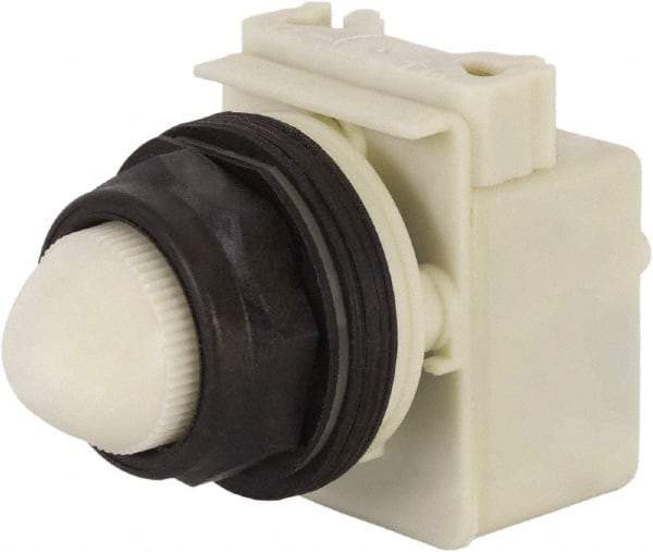 Schneider Electric - 110 VAC at 50/60 Hz via Transformer, 120 VAC at 50/60 Hz via Transformer White Lens Indicating Light - Round Lens, Screw Clamp Connector, Corrosion Resistant, Dust Resistant, Oil Resistant - Exact Tool & Supply