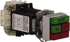 Schneider Electric - Extended Straight Pushbutton Switch Operator - Green, Red, Rectangle Button, Incandescent Lamp, Illuminated - Exact Tool & Supply