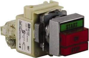 Schneider Electric - Extended Straight Pushbutton Switch Operator - Green, Red, Rectangle Button, Incandescent Lamp, Illuminated - Exact Tool & Supply
