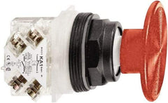 Schneider Electric - 30mm Mount Hole, Extended Mushroom Head, Pushbutton Switch with Contact Block - Round, Red Pushbutton, Momentary (MO) - Exact Tool & Supply