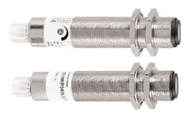 Telemecanique Sensors - 4 Pin M12 Connector, 8m Nominal Distance, Shock and Vibration Resistant, Through Beam Photoelectric Sensor - 12 to 24 VDC, 500 Hz, Brass, PMMA, 3 Inch Long x 3 Inch Wide x 7 Inch High - Exact Tool & Supply