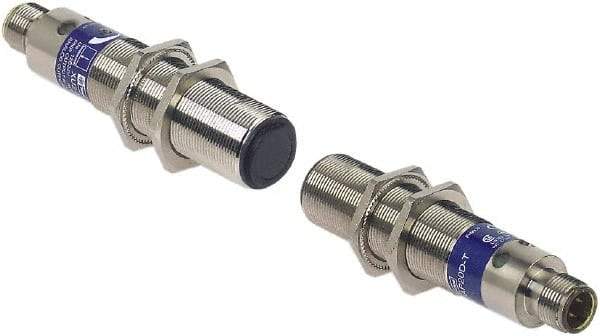 Telemecanique Sensors - 1/2-20 UNF Connector, 15m Nominal Distance, Shock and Vibration Resistant, Through Beam Photoelectric Sensor - 24 to 240 VAC/VDC, 25 Hz, Brass, 95mm Long x 18mm Wide x 7 Inch High - Exact Tool & Supply
