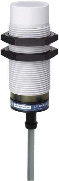Telemecanique Sensors - NPN, 15mm Detection, Cylinder, Capacitive Proximity Sensor - IP67, 12 to 24 VDC, M30x1.5 Thread, 74-1/2mm Long - Exact Tool & Supply