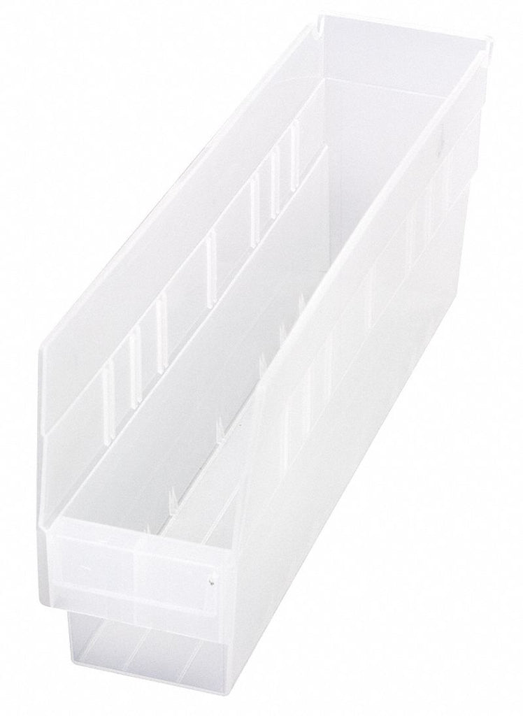 Shelf Bin, Clear, 6"H x 17-7/8"L x 4-1/8"W, 1EA