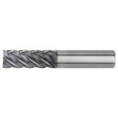 3/8x3/8x7/8x2-1/2 5FL Square Carbide End Mill-Round Shank-AlTiN - Exact Tool & Supply