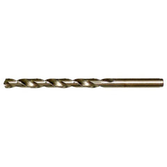 L RHS / RHC HSS-CO 8% (M42) 135 Degree Split Point Cobalt Heavy Duty Jobber Length Drill - Straw / Gold Oxide - Exact Tool & Supply
