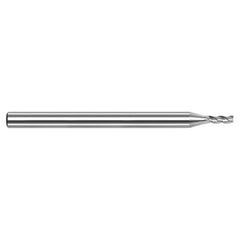 Variable Helix End Mills for Aluminum Alloys - 0.400mm Cutter Diameter × 0.050mm Radius × 1.200mm Length of Cut Carbide Corner Radius End Mill for Aluminum Alloys, 3 Flutes - Exact Tool & Supply