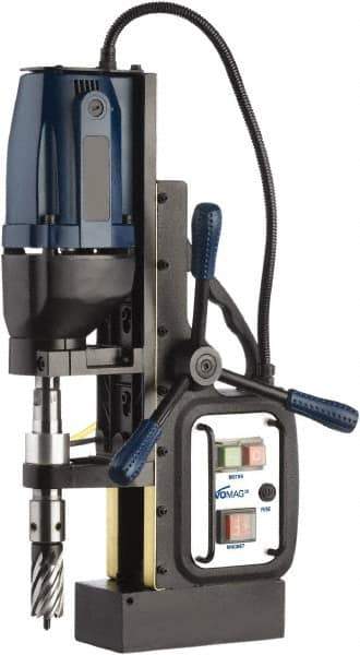 Cleveland Steel Tool - 1/2" Chuck, 2" Travel, Portable Magnetic Drill Press - 570 RPM, 10 Amps, 1.5 hp, 1200 Watts - Exact Tool & Supply