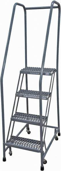 Cotterman - 70" 4 Step Rolling Warehouse Ladder - Rolling Safety Ladder, 450 Lb Capacity, 40" Platform Height, 20" Base Width x 31" Base Depth, Expanded Metal Tread - Exact Tool & Supply