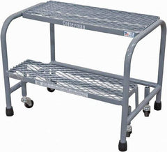 Cotterman - 20" 2 Step Rolling Warehouse Ladder - Rolling Safety Ladder, 450 Lb Capacity, 20" Platform Height, 26" Base Width x 19" Base Depth, Expanded Metal Tread - Exact Tool & Supply