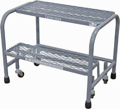 Cotterman - 20" 2 Step Rolling Warehouse Ladder - Rolling Safety Ladder, 450 Lb Capacity, 20" Platform Height, 18" Base Width x 19" Base Depth, Expanded Metal Tread - Exact Tool & Supply