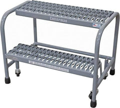 Cotterman - 20" 2 Step Rolling Warehouse Ladder - Rolling Safety Ladder, 450 Lb Capacity, 20" Platform Height, 18" Base Width x 19" Base Depth, Serrated Steel - Exact Tool & Supply