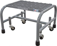 Cotterman - 12" 1 Step Rolling Warehouse Ladder - Rolling Safety Ladder, 450 Lb Capacity, 12" Platform Height, 18" Base Width x 19" Base Depth, Expanded Metal Tread - Exact Tool & Supply