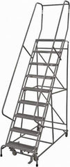 Cotterman - 120" 9 Step Rolling Warehouse Ladder - Rolling Safety Ladder, 450 Lb Capacity, 90" Platform Height, 32" Base Width x 77" Base Depth, Serrated Steel - Exact Tool & Supply