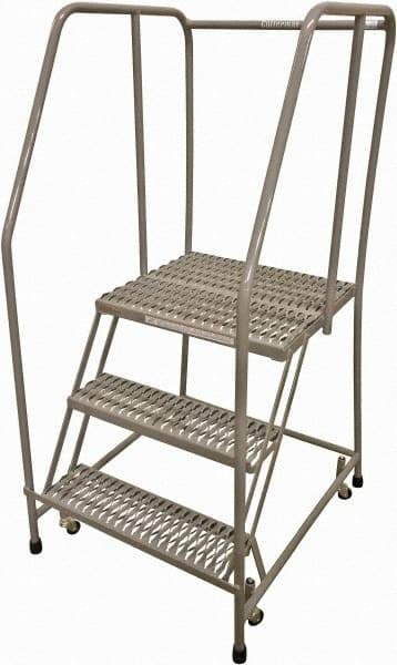 Cotterman - 60" 3 Step Rolling Warehouse Ladder - Rolling Safety Ladder, 450 Lb Capacity, 30" Platform Height, 30" Base Width x 36" Base Depth, Serrated Steel - Exact Tool & Supply