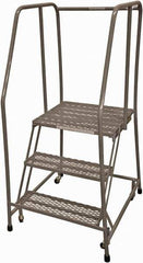 Cotterman - 60" 3 Step Rolling Warehouse Ladder - Rolling Safety Ladder, 450 Lb Capacity, 30" Platform Height, 30" Base Width x 30" Base Depth, Expanded Metal Tread - Exact Tool & Supply