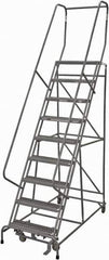 Cotterman - 120" 9 Step Rolling Warehouse Ladder - Rolling Safety Ladder, 450 Lb Capacity, 90" Platform Height, 24" Base Width x 67" Base Depth, Serrated Steel - Exact Tool & Supply