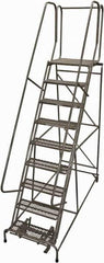 Cotterman - 120" 9 Step Rolling Warehouse Ladder - Rolling Safety Ladder, 450 Lb Capacity, 90" Platform Height, 32" Base Width x 77" Base Depth, Expanded Metal Tread - Exact Tool & Supply