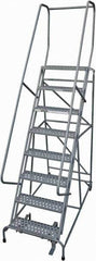 Cotterman - 110" 8 Step Rolling Warehouse Ladder - Rolling Safety Ladder, 450 Lb Capacity, 80" Platform Height, 32" Base Width x 71" Base Depth, Perforated Tread - Exact Tool & Supply