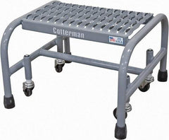 Cotterman - 12" 1 Step Rolling Warehouse Ladder - Rolling Safety Ladder, 450 Lb Capacity, 12" Platform Height, 18" Base Width x 19" Base Depth, Serrated Steel - Exact Tool & Supply