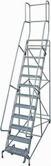 Cotterman - 162" 12 Step Rolling Warehouse Ladder - Rolling Safety Ladder, 450 Lb Capacity, 120" Platform Height, 32" Base Width x 88" Base Depth, Expanded Metal Tread - Exact Tool & Supply
