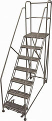 Cotterman - 106" 7 Step Rolling Work Platform - Rolling Work Platform, 800 Lb Capacity, 70" Platform Height, 40" Base Width x 87" Base Depth, Serrated Steel - Exact Tool & Supply