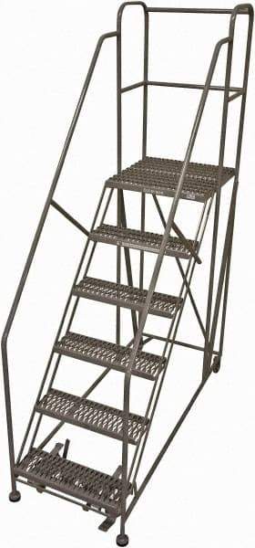 Cotterman - 96" 6 Step Rolling Work Platform - Rolling Work Platform, 800 Lb Capacity, 60" Platform Height, 28" Base Width x 67" Base Depth, Serrated Steel - Exact Tool & Supply