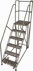 Cotterman - 96" 6 Step Rolling Work Platform - Rolling Work Platform, 800 Lb Capacity, 60" Platform Height, 28" Base Width x 67" Base Depth, Serrated Steel - Exact Tool & Supply