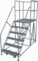Cotterman - 96" 6 Step Rolling Work Platform - Rolling Work Platform, 800 Lb Capacity, 60" Platform Height, 28" Base Width x 78" Base Depth, Serrated Steel - Exact Tool & Supply