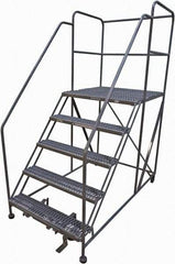 Cotterman - 86" 5 Step Rolling Work Platform - Rolling Work Platform, 800 Lb Capacity, 50" Platform Height, 40" Base Width x 82" Base Depth, Serrated Steel - Exact Tool & Supply