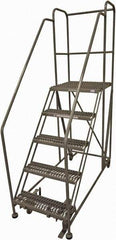 Cotterman - 86" 5 Step Rolling Work Platform - Rolling Work Platform, 800 Lb Capacity, 50" Platform Height, 28" Base Width x 70" Base Depth, Serrated Steel - Exact Tool & Supply