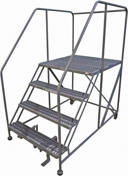 Cotterman - 70" 4 Step Rolling Work Platform - Rolling Work Platform, 800 Lb Capacity, 40" Platform Height, 40" Base Width x 74" Base Depth, Serrated Steel - Exact Tool & Supply