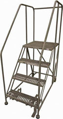 Cotterman - 70" 4 Step Rolling Work Platform - Rolling Work Platform, 800 Lb Capacity, 40" Platform Height, 28" Base Width x 62" Base Depth, Serrated Steel - Exact Tool & Supply
