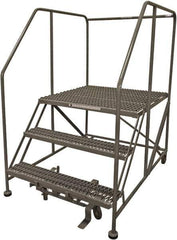 Cotterman - 60" 3 Step Rolling Work Platform - Rolling Work Platform, 800 Lb Capacity, 30" Platform Height, 40" Base Width x 65" Base Depth, Serrated Steel - Exact Tool & Supply