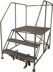 Cotterman - 60" 3 Step Rolling Work Platform - Rolling Work Platform, 800 Lb Capacity, 30" Platform Height, 28" Base Width x 53" Base Depth, Serrated Steel - Exact Tool & Supply