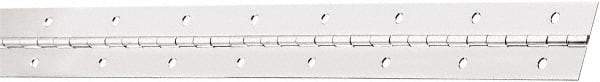 National Mfg. - 30" Long x 1-1/2" Wide, Stainless Steel Stainless Steel Coating Continuous Hinge - 0.042" Thick with Holes - Exact Tool & Supply
