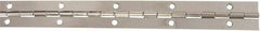 National Mfg. - 12" Long x 1-1/16" Wide, Steel Satin Nickel Coating Continuous Hinge - 0.042" Thick with Holes - Exact Tool & Supply