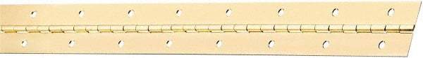National Mfg. - 48" Long x 1-1/2" Wide, Steel Brass Finish Continuous Hinge - 0.042" Thick with Holes - Exact Tool & Supply