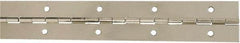 National Mfg. - 12" Long x 1-1/2" Wide, Steel Satin Nickel Coating Continuous Hinge - 0.042" Thick with Holes - Exact Tool & Supply