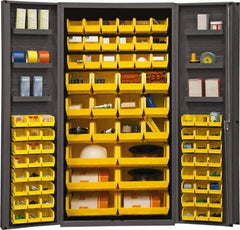 Durham - 6 Shelf 78 Bin Storage Cabinet - Steel, 36" Wide x 24" Deep x 72" High, Gray - Exact Tool & Supply