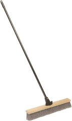 Ability One - 24" Medium Duty Polypropylene Push Broom - Wood Block, Bolt-On Handle Connection - Exact Tool & Supply