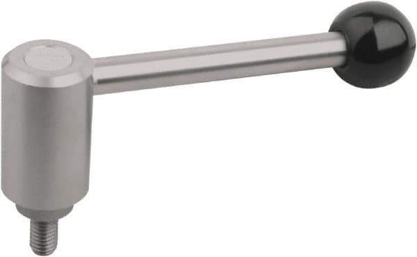 KIPP - M12, Stainless Steel Threaded Stud Adjustable Clamping Handle - 151mm OAL, 65mm High - Exact Tool & Supply