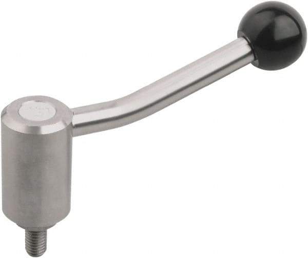 KIPP - 1/2-13, Stainless Steel Threaded Stud Adjustable Clamping Handle - 100mm OAL, 58.5mm High - Exact Tool & Supply