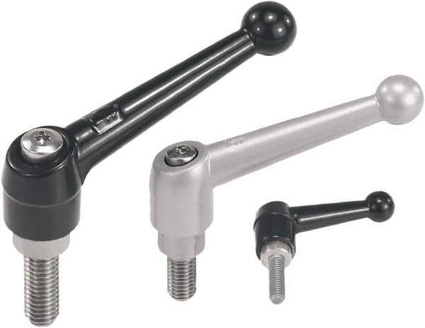 KIPP - M5, Zinc Threaded Stud Adjustable Clamping Handle - 46mm OAL, 35.5mm High - Exact Tool & Supply
