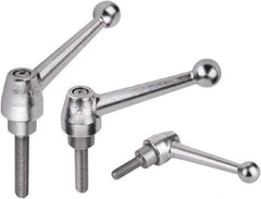 KIPP - 1/2-13, Steel Threaded Stud Adjustable Clamping Handle - 1.1811" Thread Length, Silver Handle with Threaded Stud - Exact Tool & Supply