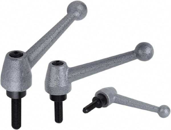 KIPP - M10, Stainless Steel Threaded Stud Adjustable Clamping Handle - 1.5748" Thread Length, Metallic Handle with Threaded Stud - Exact Tool & Supply