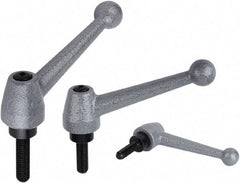 KIPP - 1/2-13, Stainless Steel Threaded Stud Adjustable Clamping Handle - 1.1811" Thread Length, Metallic Handle with Threaded Stud - Exact Tool & Supply
