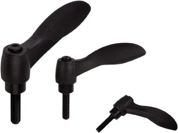 KIPP - M10, Fiberglass Reinforced Plastic & Thermoplastic SEBS Threaded Stud Adjustable Clamping Handle - 91.2mm OAL, 56.1mm High - Exact Tool & Supply