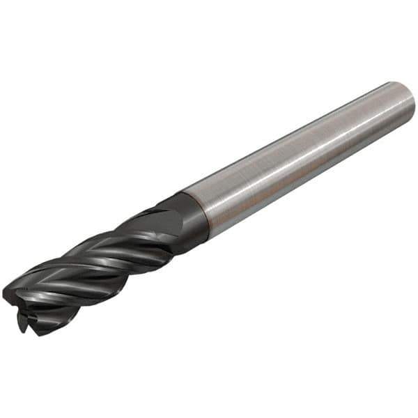 Iscar - 4 Flute Solid Carbide Roughing & Finishing Corner Chamfer End Mill - TiAlN Finish, Straight Shank, 38° Helix, Non-Centercutting, Regular Length - Exact Tool & Supply